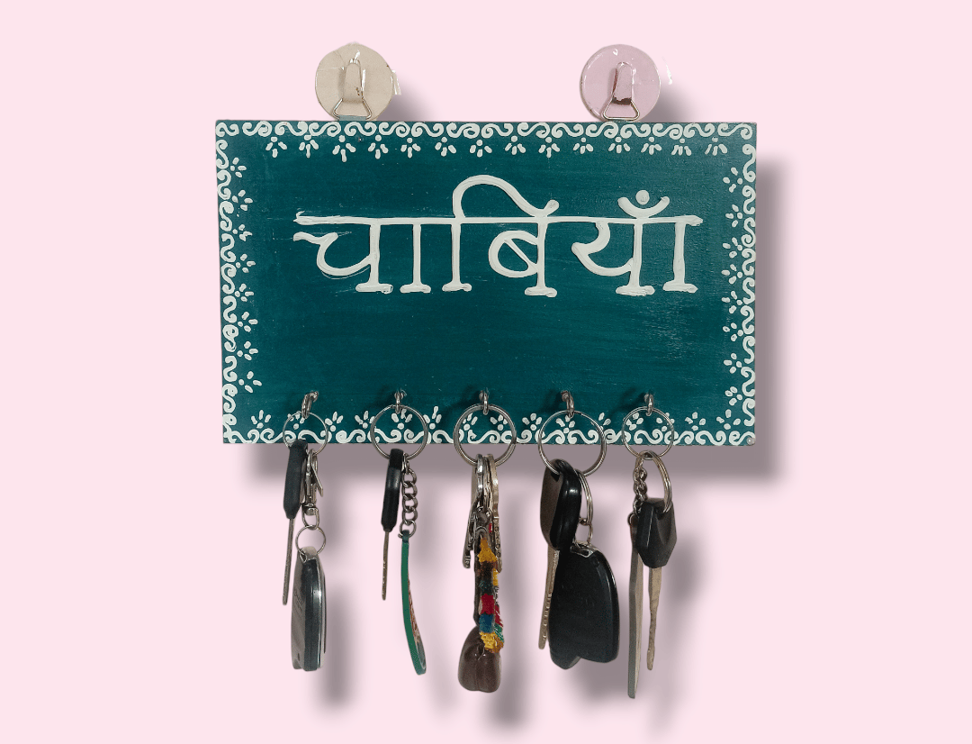 Aarya Ovation Handmade Wooden designer Wall Mounted Key Holder | key Organizer | Home Décor green