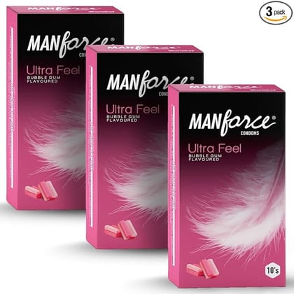 Manforce Ultra Feel Bubblegum Flavoured Condoms  10 Pieces (Pack of 3)