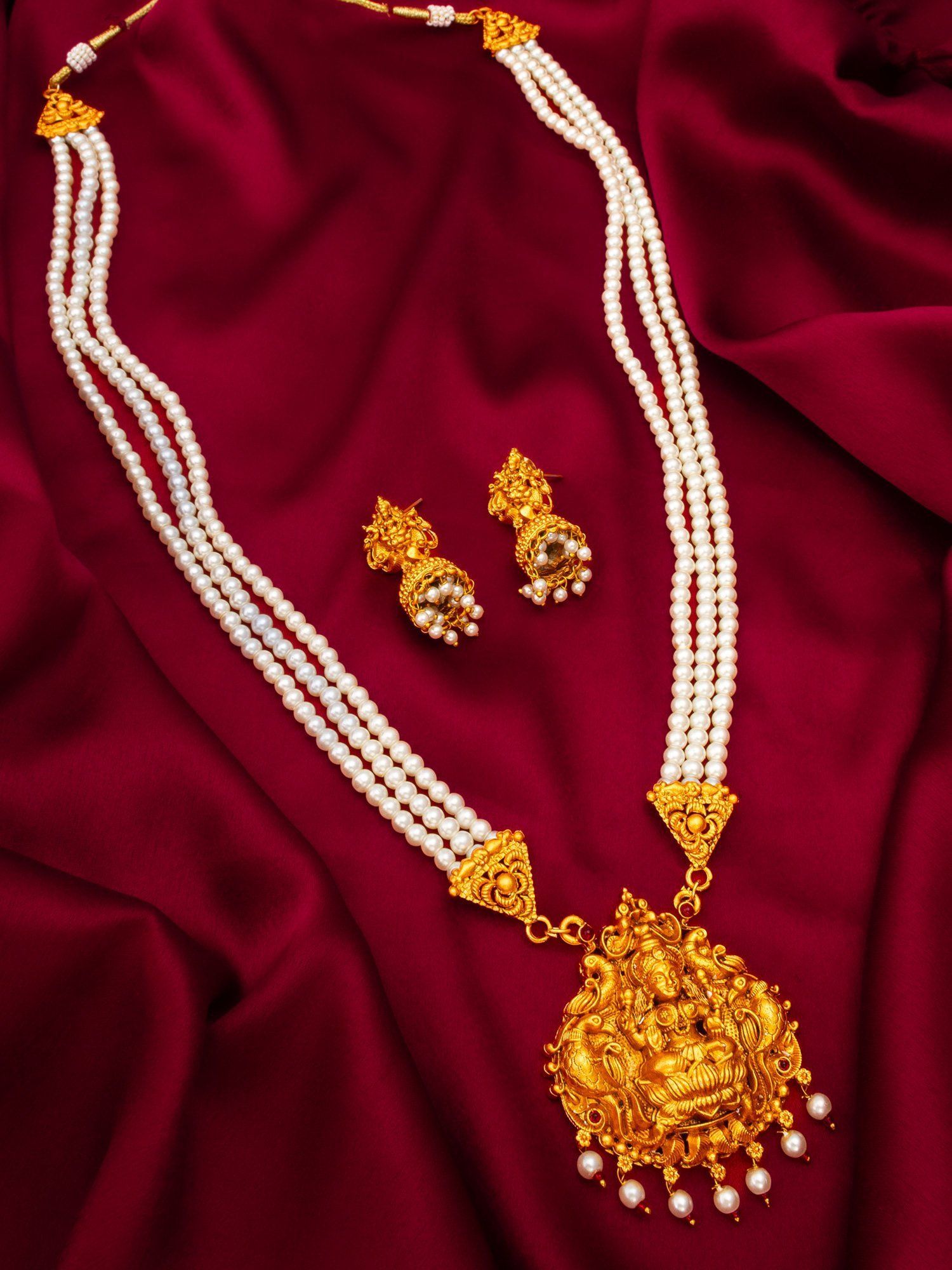 Morison Lustrous Gold Necklace and Earrings Perfect for Radiant Celebrations