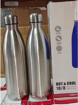 Stainless Steel Insulated Water Bottle 1 Litre | Hot & Cold Leak-Resistant Travel Gym Bottle