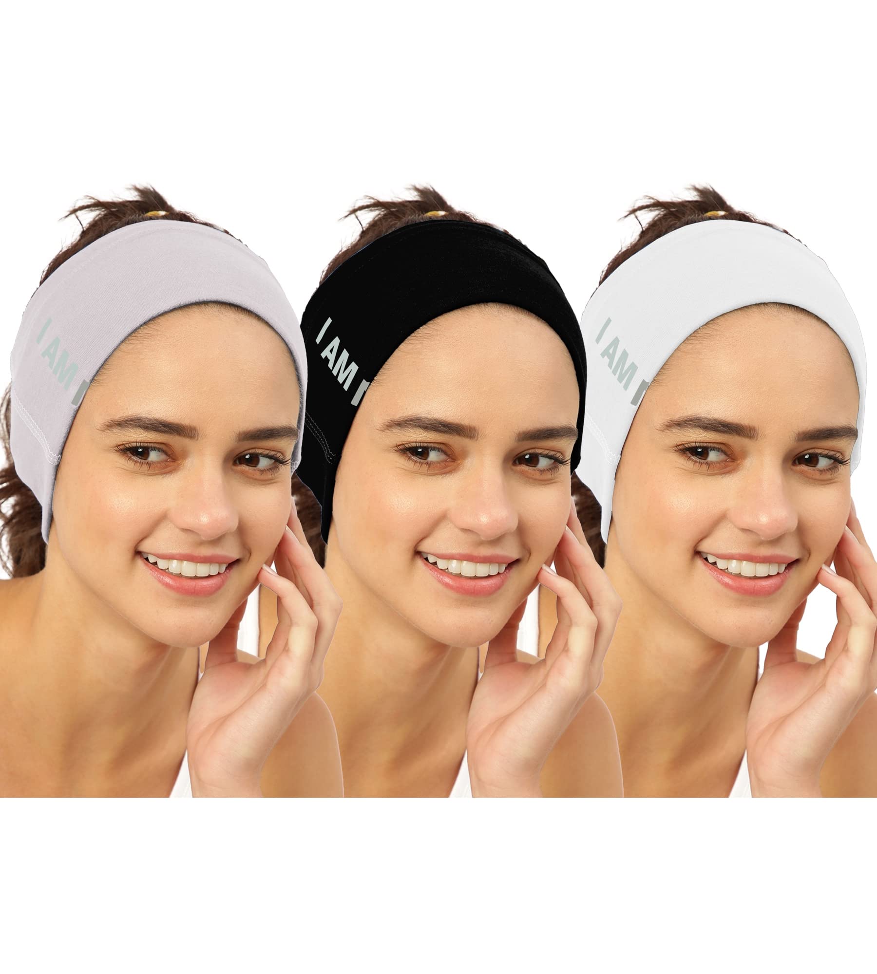 FREECULTR Unisex Bamboo Bandana, Anti Microbial Super Soft & Comfort Fit, Breathable Multipurpose Headband, Face Mask for Dust Protection and Sun - Size Printed Pack of 3-Black, Sand, White