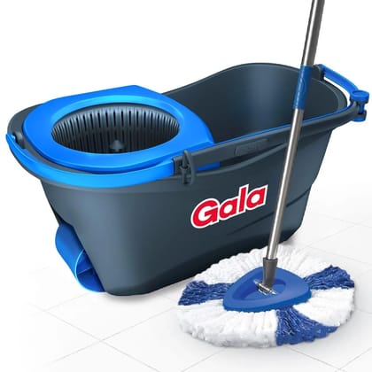 Gala Turbo Spin Mop Removes over 99% bacteria,Triangular head & Easy big wheel with 2 Refills,Floor Cleaning Mop stick with Bucket, pocha for floor cleaning, Mopping Set (Grey and blue) Gala Turbo Spin Mop Removes over 99% bacteria,Triangular head & Easy big wheel with 2 Refills,Floor Cleaning Mop stick with Bucket, pocha for floor cleaning, Mopping Set (Grey and blue)
