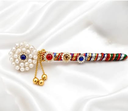 Patitapaban Laddu Gopal Flute | Multicolor Decorative Bansuri | Wooden Flute (11 cm)