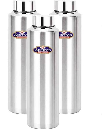 APEIRON Matt Fridge Bottle pk 3 Silver 1000 mL Stainless Steel Fridge Bottle set of 3