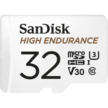 SanDisk 32GB High Endurance Video MicroSDHC Card with Adapter for Dash Cam and Home Monitoring Surveillance Systems - C10, U3, V30, 4K UHD, Micro SD Card - SDSQQNR-032G-GN6IA