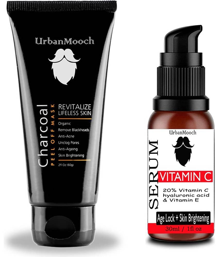 ORAYA Vitamin C Serum & Charcoal Mask Combo For Brighter Skin Face Mask Masks 90 ml Pack of 2