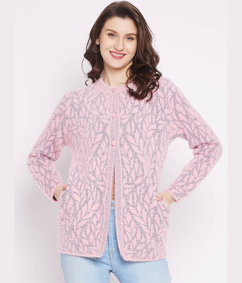 zigo Woollen Round Neck Women's Buttoned Cardigans - Pink (Pack of 1)