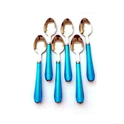 Qawvler Spoon Set for Kitchen Dining Table Solid Plastic Design (Pack of 6) Blue Color - Blue, Pattern - Solid Qawvler Spoon Set for Kitchen Dining Table Solid Plastic Design (Pack of 6) Blue Color - Blue, Pattern - Solid