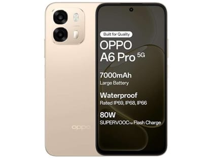 Oppo A6 Pro 5G Smartphone, 8GB RAM, 256GB Storage, Elegant Design - Aurora Gold