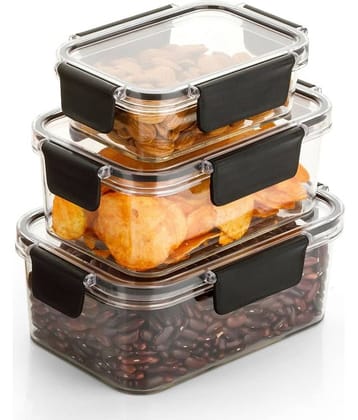 HomePro Transparent Container Capacity 300 ML, 800ML & 1200 ML, Locking Lids, Leak Proof - Set of 3