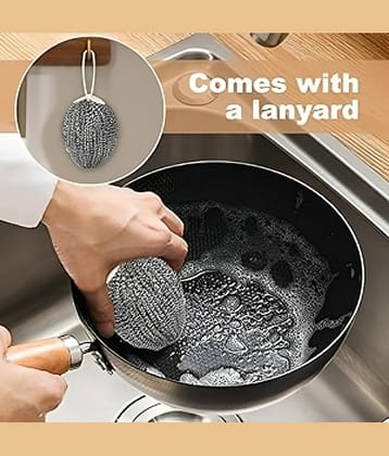 Purple Dust Stainless Steel Mesh Kitchen Scrubber with Hanging Lanyard – Heavy Duty for Non-Stick Pans & Utensils