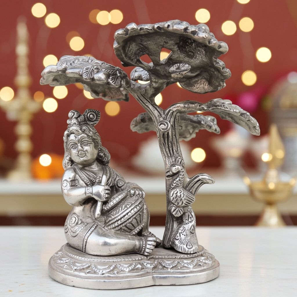Tree Makhan Krishna Silver Antique Finish (BSMAS206 B)