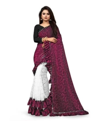 Women's Silk With Mirror Lace Solid Saree With Unstitched Blouse (Pink, 5-5 Mtrs)-PID55708 Women's Silk With Mirror Lace Solid Saree With Unstitched Blouse (Pink, 5-5 Mtrs)-PID55708