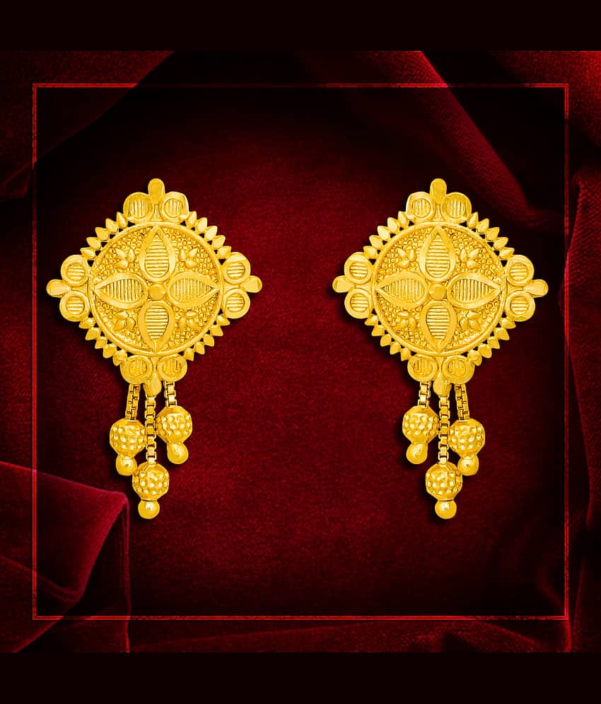 LUV FASHION Golden Danglers Earrings ( Pack of 1 )
