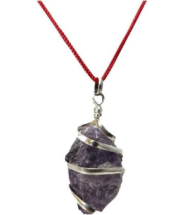 Amethyst Stone Pendant Natural Raw Rough Semi Precious Wire Wrapped Katela Stone Pendant Amethyst Stone