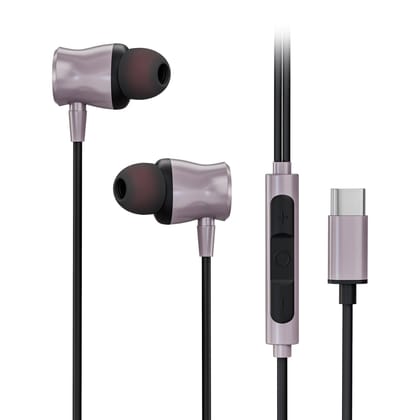 Digimate Drumbeat Hands-Free C-Type Earphones with Built-in Mic, Bass Boosted, Tangle-Free Cable & Call Control (DG-HF-1003, Purple)