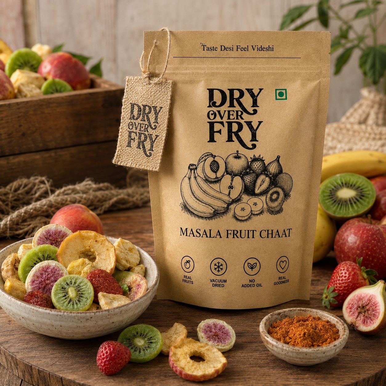 Dry Over Fry Masala Fruit Chaat, Vacuum Dried Mixed Fruit Ready-to-Eat Snack, 150 g