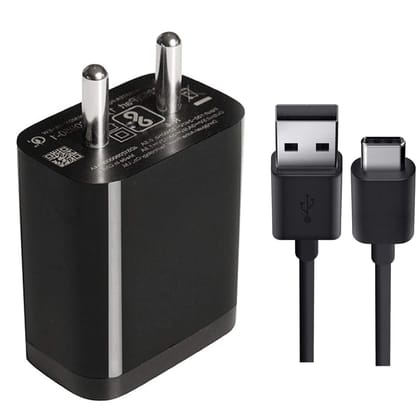 Fast Type-C Charger with 6 Months Warranty for Xiaomi Redmi Mi 8 Explorer / 8A Dual/Note 7 / 9Pro Max /10Pro /Note 8 /Note 8Pro /Mi A1 / A2 /A3 + C- Type Data Cable Black