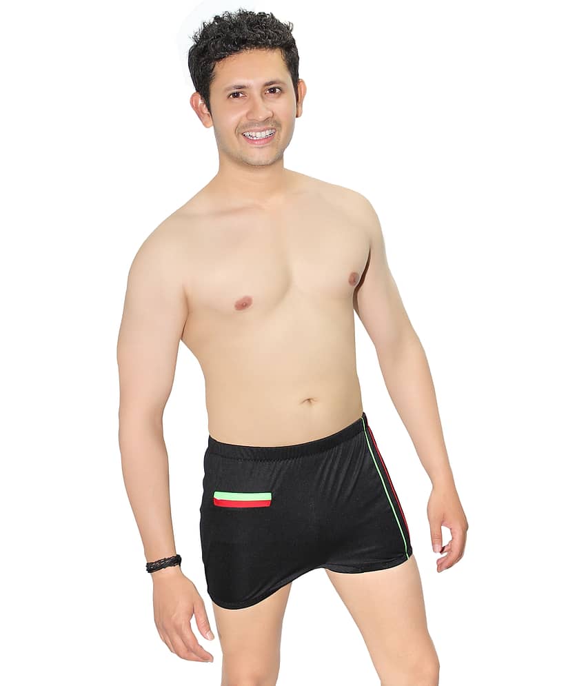 Goodluck Black Cotton Lycra Swimsuit