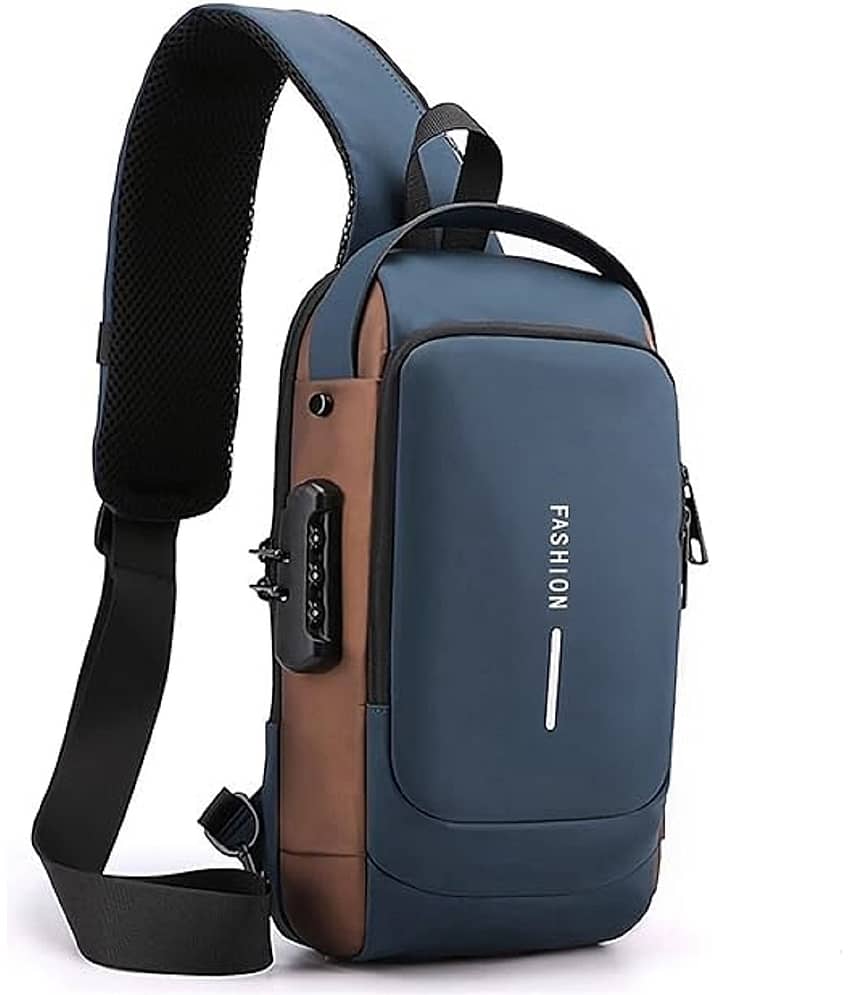 Shopeleven Blue Solid Messenger Bag