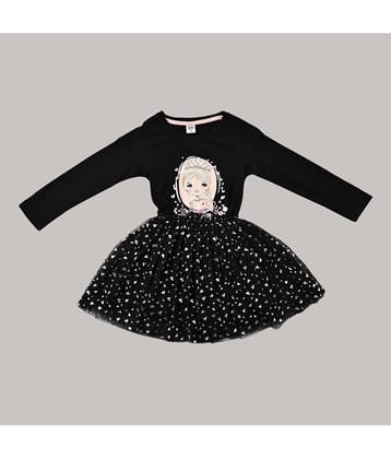Cherry Tree Cotton Blend Frock For Girls ( Pack of 1 , Black )
