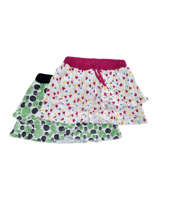 Little Funky Pack of 2 Girls Cotton Straight Skirt ( White )