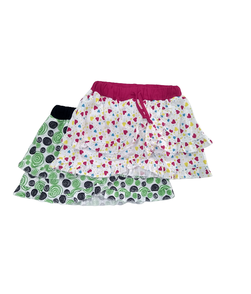 Little Funky Pack of 2 Girls Cotton Straight Skirt ( White )