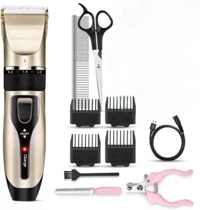 DEMOKRAZY Unisex Professional Automatic Rechargeable Pet Hair Trimmer For Dogs&Cats Pet Grooming Hair Clippers Dog Trimmer, Adaptor,Battery Powered, Gold DEMOKRAZY Unisex Professional Automatic Rechargeable Pet Hair Trimmer For Dogs&Cats Pet Grooming Hai