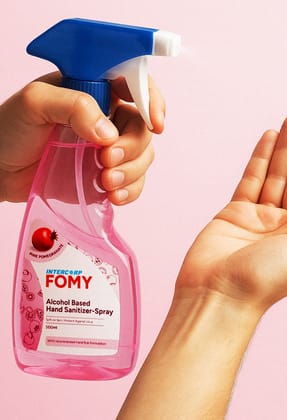 INTERCORP FOMY 75% Isopropyl Alcohol-based Hand Rub Sanitizer and Disinfectant Spray, 500 ml (Pomegranate)