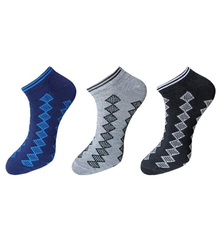 3_Pair Set Unisex Casual Cotton Printed Ankle Length Socks (Multicolor)-PID54088