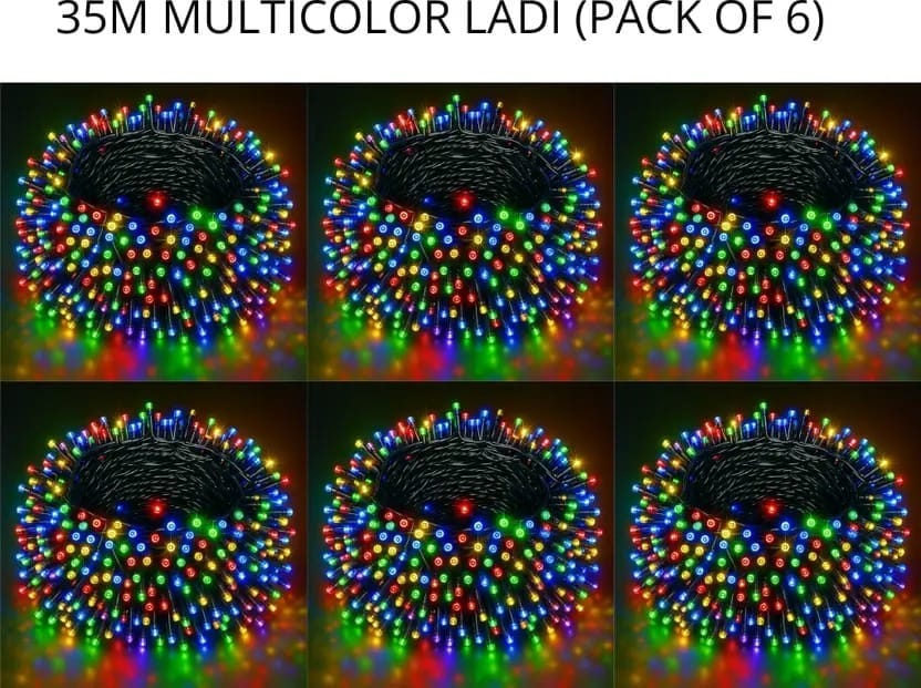 SPARKWORLD 98 LEDs 35 m Multicolor Steady Bulb Rice Lights (Pack of 6)