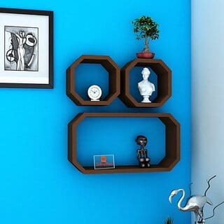 Onlinecraft Wooden Wall Shelf Wooden Wall Shelf (Number Of Shelves - 3, Brown)