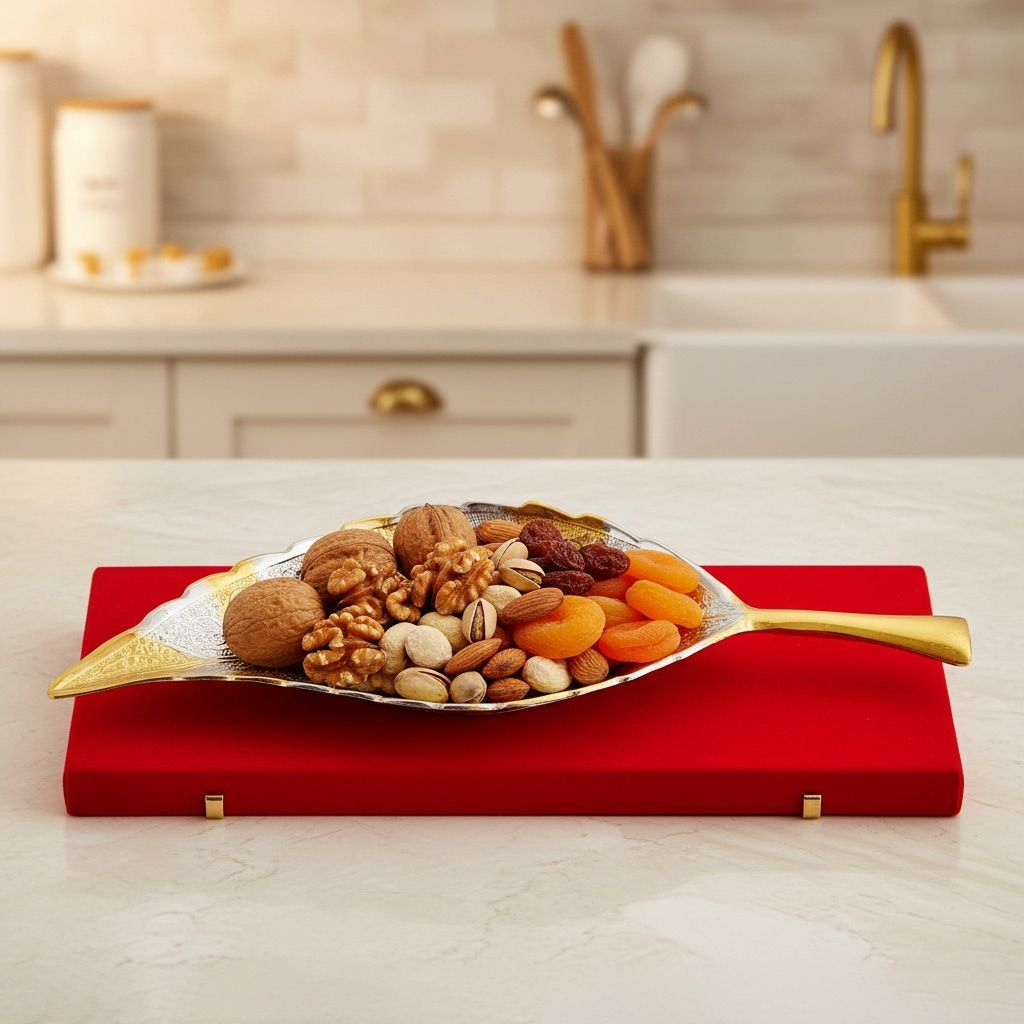 Brass Decorative Neem Leaf Two Tone Platter (BMAS124)