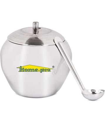 HomePro Stainless Steel Ghee Pot With Spoon Apple Shape Glosy Finish Pack of 1