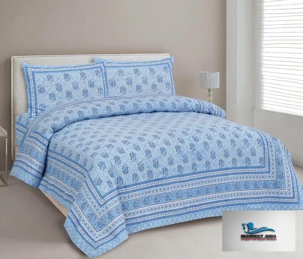 3001-Hometrade India-Standard King Size (90*108 Inches) Double Bedsheet With 2 Pillow Cover-RJ-14-Jaipur lining-3678