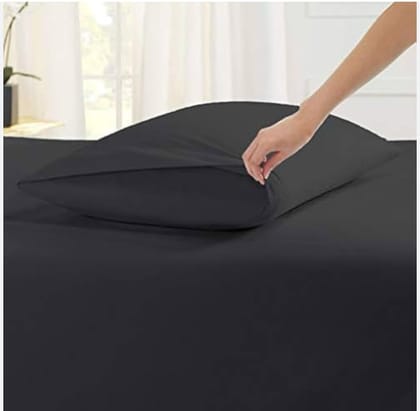 KUDIZE Combo of Disposable Bed Sheet (63 x 80 Inch) with Pillow Cover (21 x 26 Inch) for Hospital, Hotel, Travelling, Spa, Saloon, Saunas,Tattoo for Man, Woman & Baby Care. (Black, Pack of - 