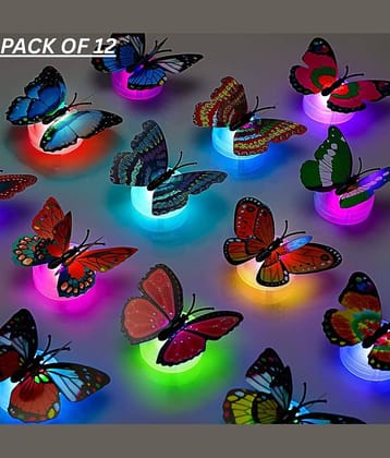 12 PCS 3D BUTTERFLY LED NIGHT LAMP COLOURFULL WALL LIGHT FOR BEDROOM ,LIVING ROOM ,KIDS ROOM &LOBBY ROOM DECOR ,BATTERY OPERATED DECORATIVE&nbsp;NIGHT&nbsp;LAMP