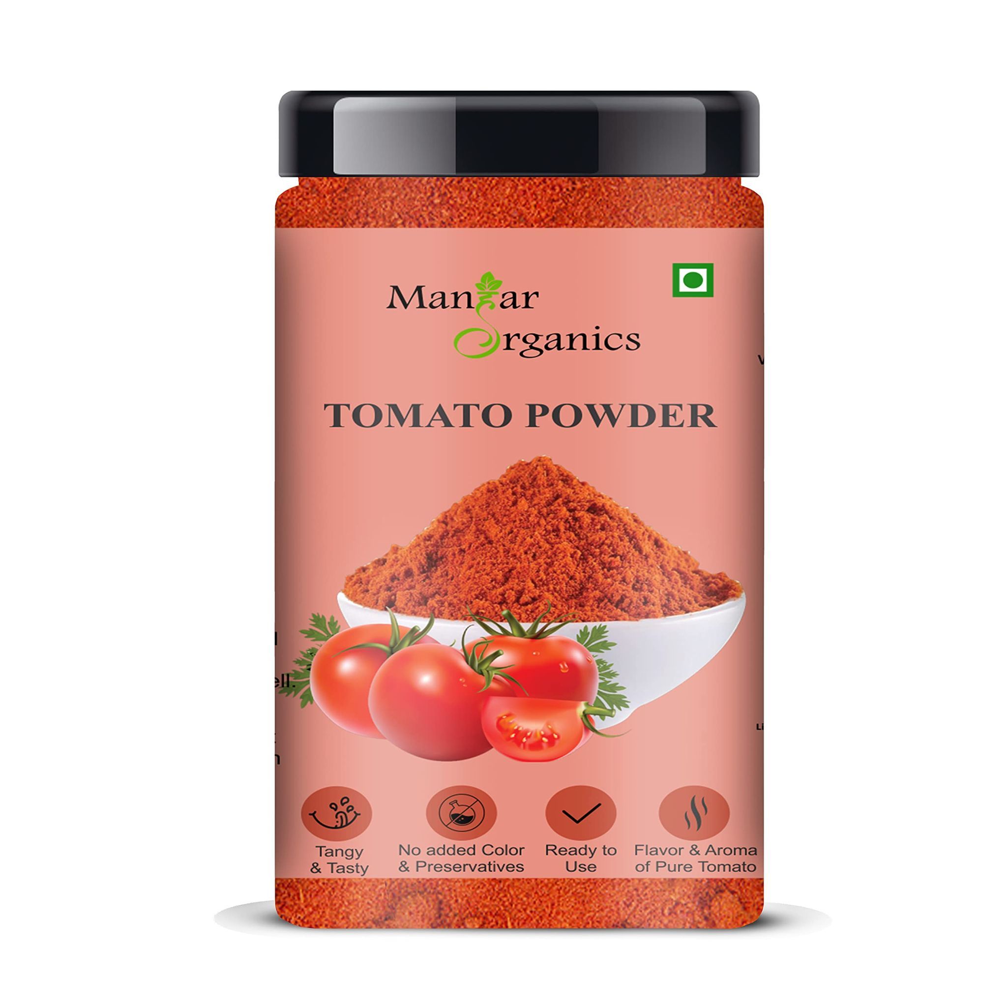 ManHar Organics Tomato Powder | 100% Natural, No Preservatives | Dehydrated Tomato for Cooking, Soups & Seasoning – Jar 500gm