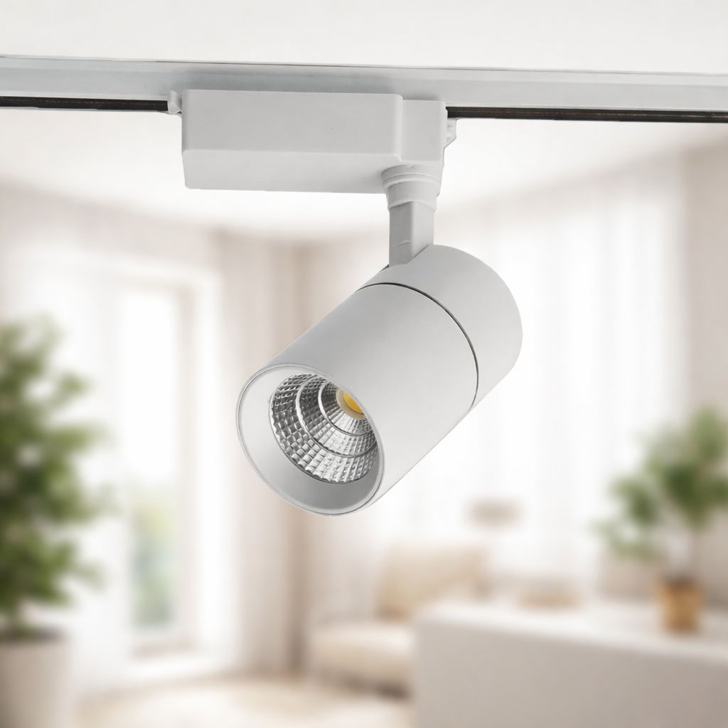 SPARKWORLD 10W LED Track Light (White Body, Natural White) | Adjustable COB Spotlight for Showrooms, Homes & Display Lighting