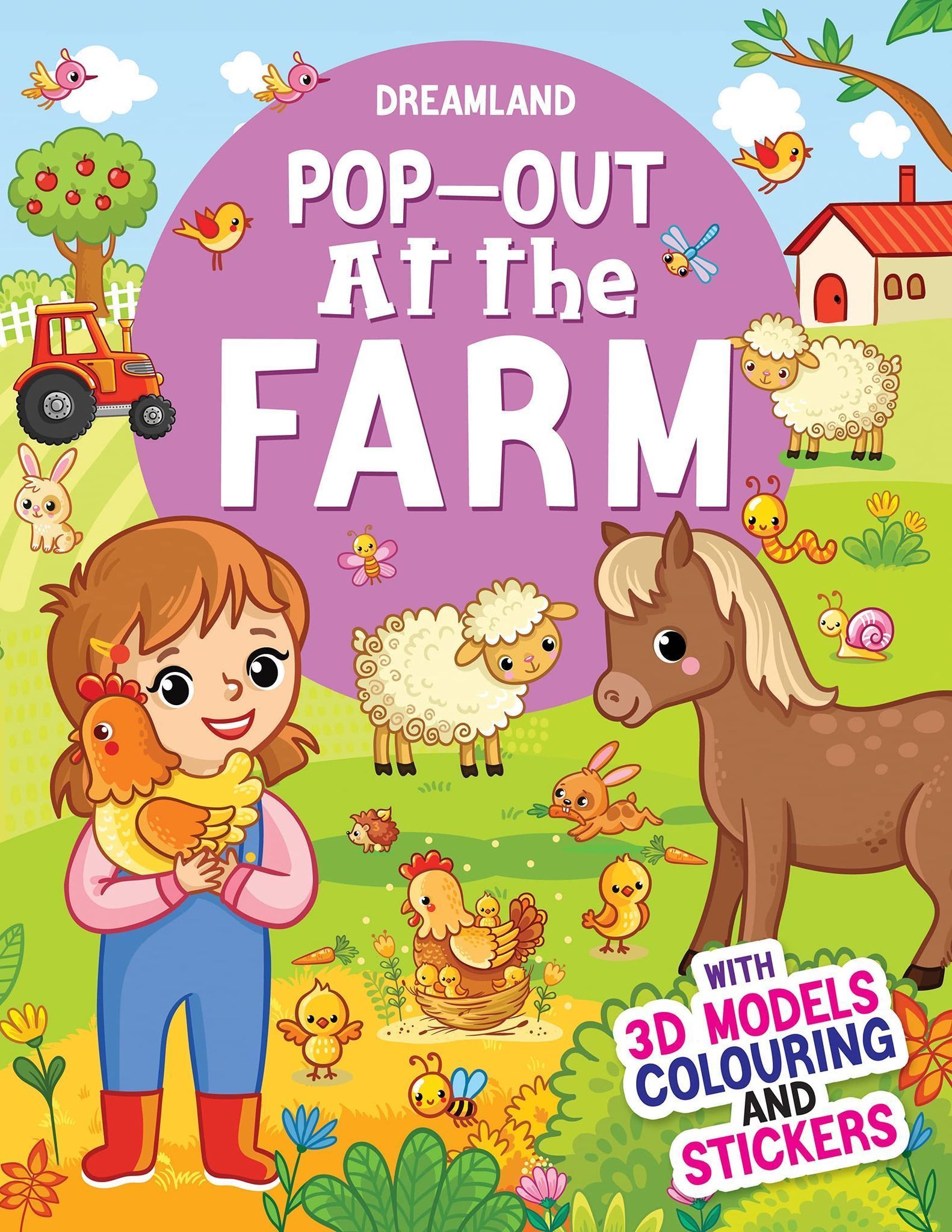 Pop-Out at the Farm- With 3D Models Colouring and Stickers [Paperback] Dreamland Publications