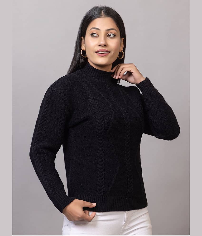 MISDYNAMIC Acrylic Round Neck Women's Pullovers - Black ( Single )