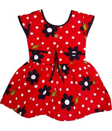 LITTLE PANDA Pack of 1 Baby Girls 100% Cotton Frock ( Red )