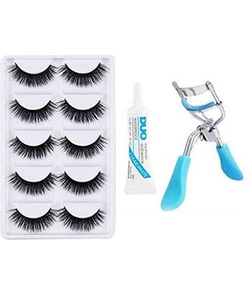 Lenon 5 Pair False Eyelash, 1 Eye Glue & 1 Eyelash Curler Pack of 7 7