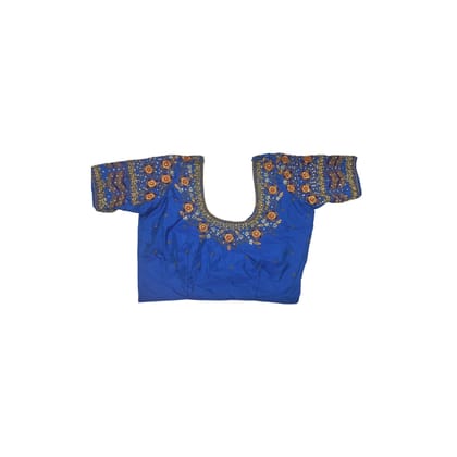 Blue Hand Embroidered Blouse With Zari Work