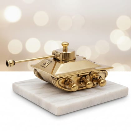 Brass Tank Miniature Showpiece | Vintage Army Toy Decor, Height : 3 Inch (ZMAS329 B)