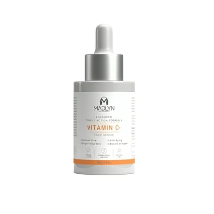 MADLYN BEAUTY REDEFINED Vitamin C + Face Serum with Vita-E, Ferulic Acid | Advanced Skin Brightening Formula for Glowing Face | Reduces Uneven Skin Tone | Non-Irritating for Unisex | 30 ml