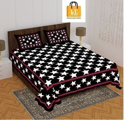 3001-Hometrade India-Standard King Size (90*108 Inches) Double Bedsheet With 2 Pillow Cover-RJ-14-Jaipur lining-3206 3001-Hometrade India-Standard King Size (90*108 Inches) Double Bedsheet With 2 Pillow Cover-RJ-14-Jaipur lining-3206