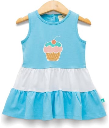 Juscubs Cotton Fit And Flare Dress For Girls ( Pack of 1 , Blue )