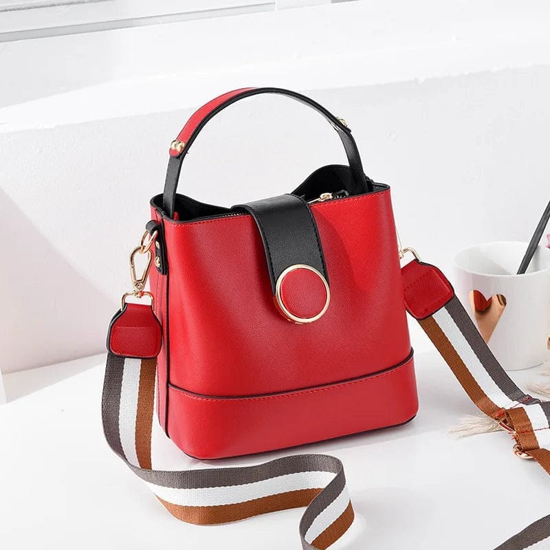 New Casual PU Leather Bucket Woman Hand Bags Everyday Fashion All-match Sling Bag For Women