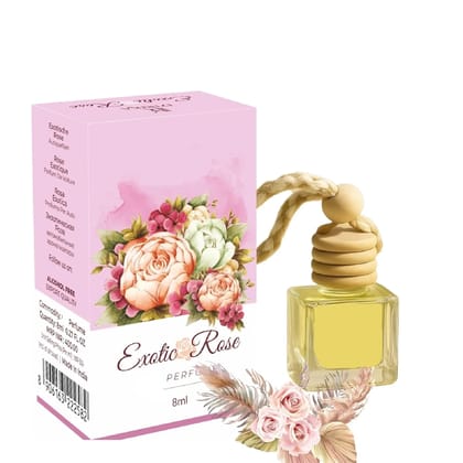 Exotic Rose 8ml Hanging Car Perfume Premium Essential Oil Car Freshener with Wooden Diffuser Cap Exotic Rose 8ml Hanging Car Perfume Premium Essential Oil Car Freshener with Wooden Diffuser Cap